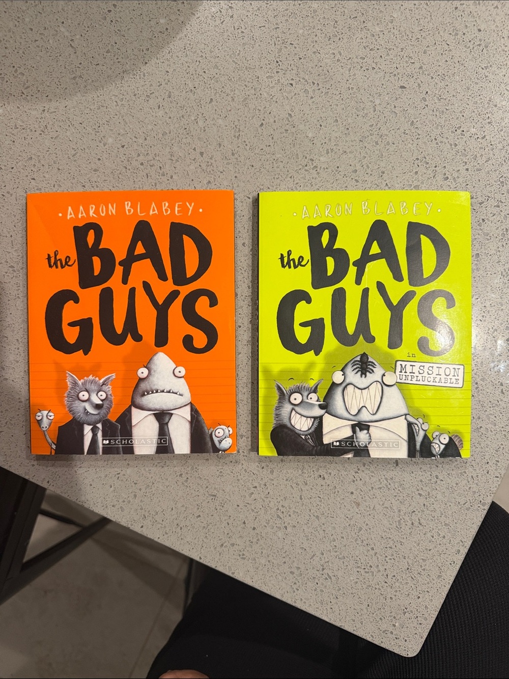 Scholastic The Bad Guys — Black, Orange & Neon Green Back Covers book 1 and 2